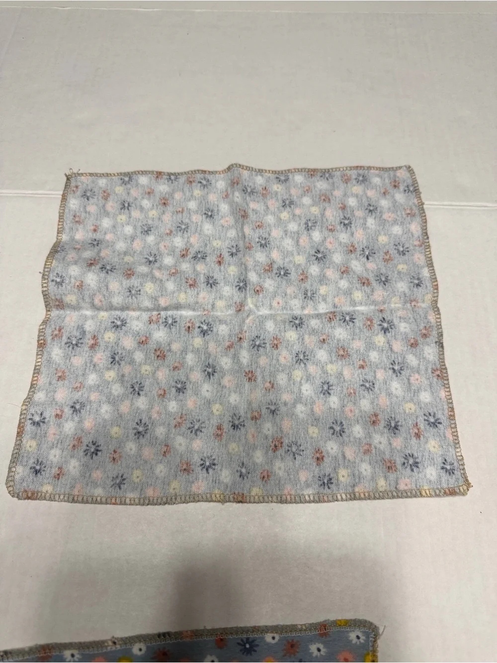 Floral Wash Cloths/Handkerchiefs - Blue Set of 3